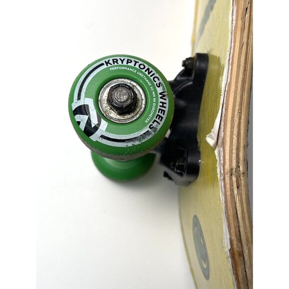 KRYPTONICS 22"x5.75" Locker Board SKATEBOARD Yellow Blue Skull 50mm Wheels - Picture 10 of 10